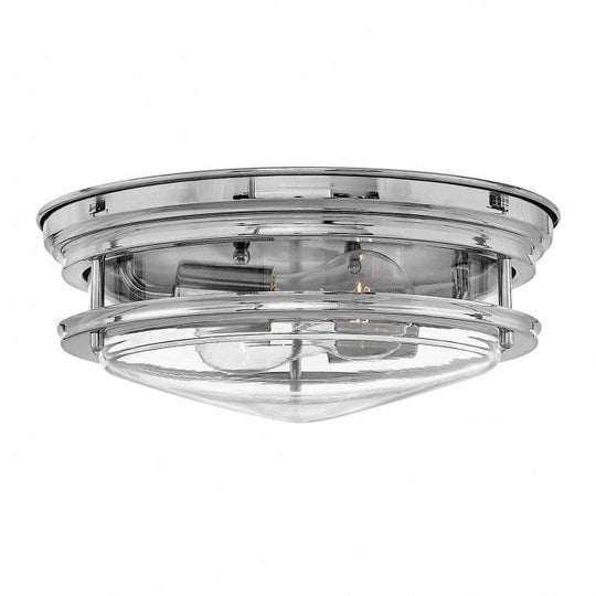 Hadrian 2 Light Flush Ceiling Fitting Clear Glass Chrome