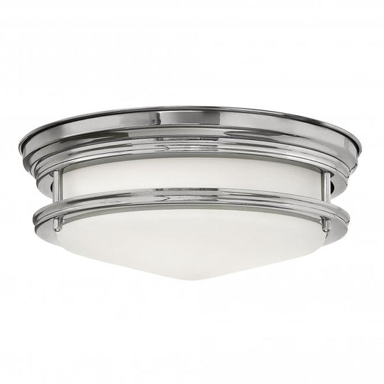 Hadrian 2 Light Flush Ceiling Fitting Opal Glass Chrome