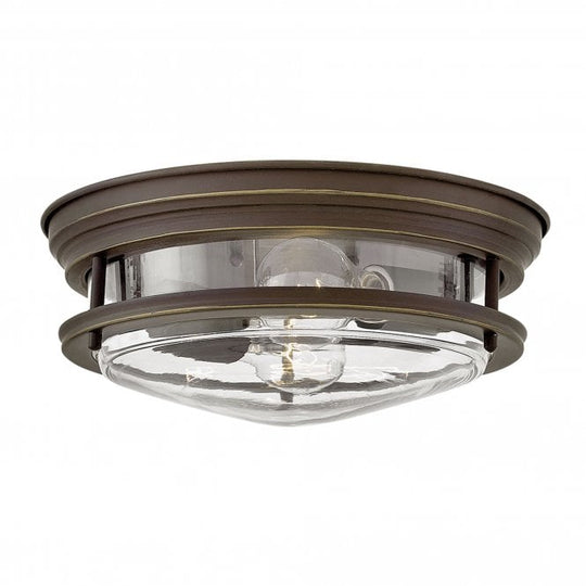 Hadrian 2 Light Flush Ceiling Fitting Clear Glass Oil Rubbed Bronze