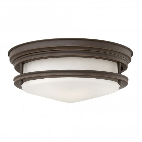 Hadrian 2 Light Flush Ceiling Fitting Opal Glass Oil Rubbed Bronze