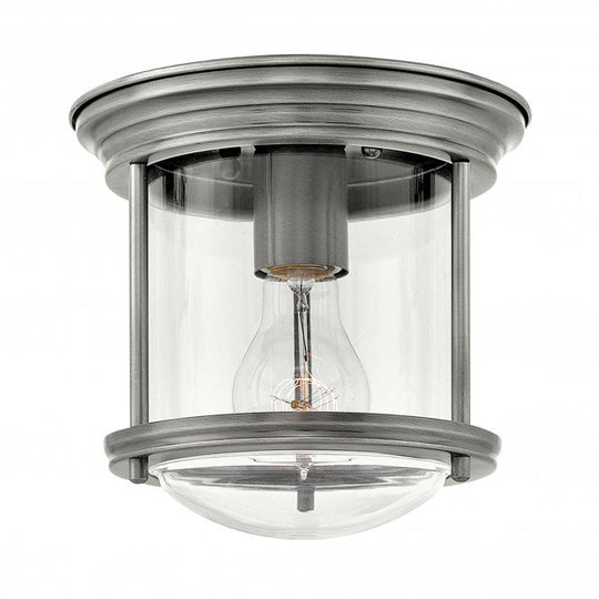 Hadrian 1 Light Flush Ceiling Fitting Clear Glass Antique Nickel