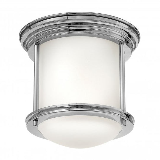 Hadrian 1 Light Flush Ceiling Fitting Opal Glass Chrome