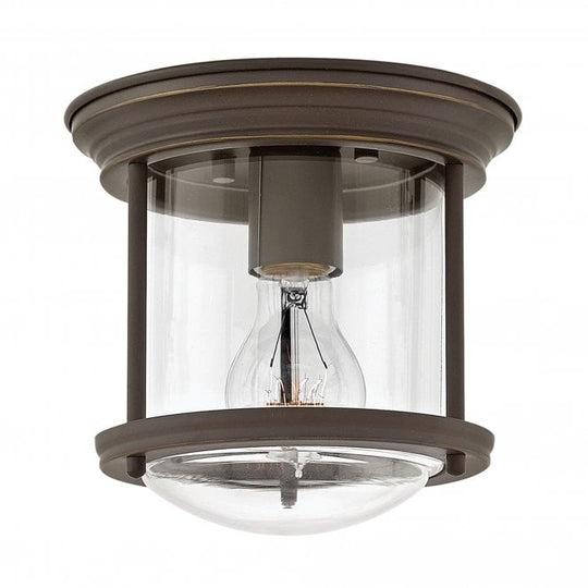 Hadrian 1 Light Flush Ceiling Fitting Clear Glass Oil Rubbed Bronze