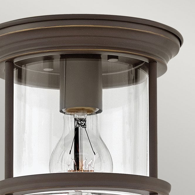 Hadrian 1 Light Flush Ceiling Fitting Clear Glass Oil Rubbed Bronze