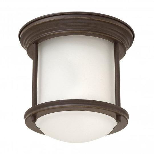 Hadrian 1 Light Flush Ceiling Fitting Opal Glass Oil Rubbed Bronze