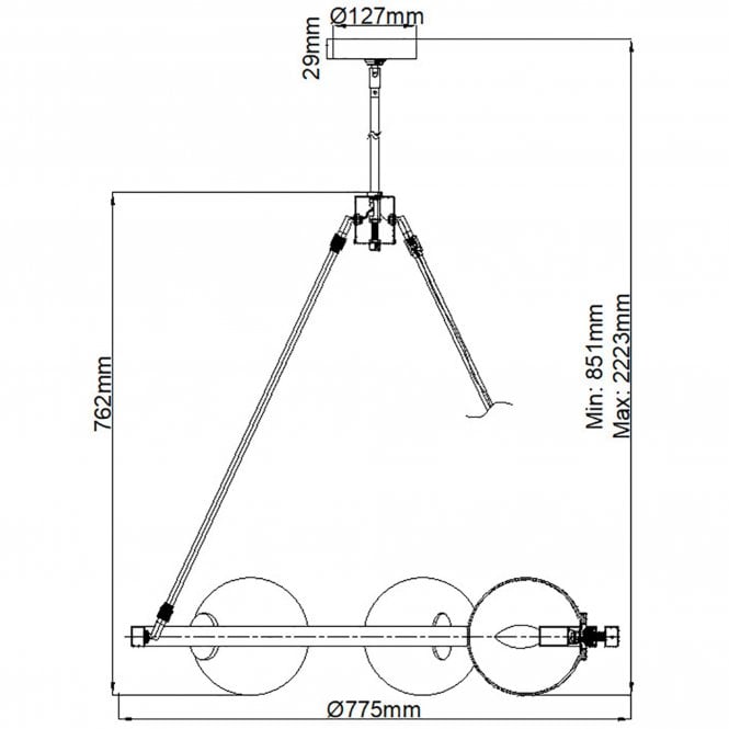 Harper 5 Light Chandelier Polished Nickel Smoked Glass