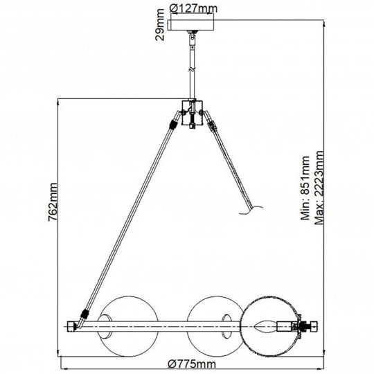 Harper 5 Light Chandelier Polished Nickel Smoked Glass