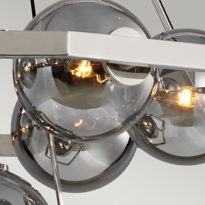 Harper 7 Light Chandelier Polished Nickel Smoked Glass