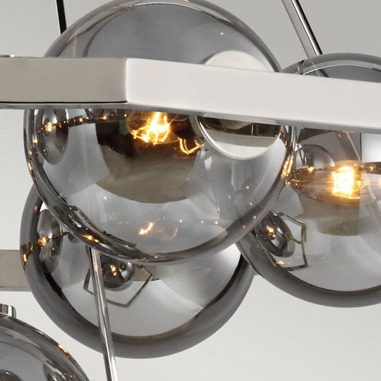 Harper 7 Light Chandelier Polished Nickel Smoked Glass