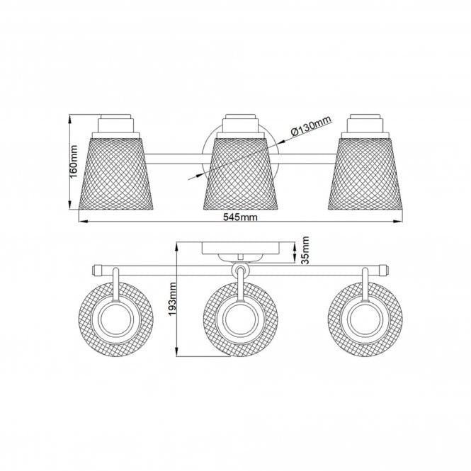 Hudson 3 Light Bathroom Wall Light IP44 Polished Chrome