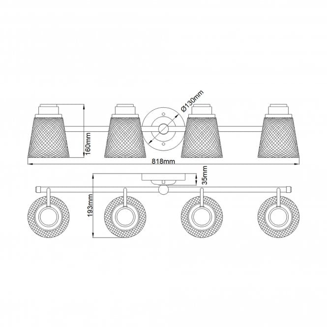 Hudson 4 Light Bathroom Wall Light IP44 Polished Chrome