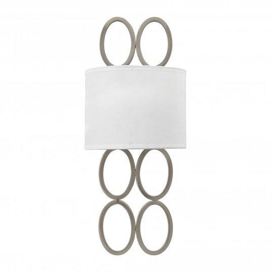 Jules 2 Light Wall Light Brushed Nickel with White Linen Shade