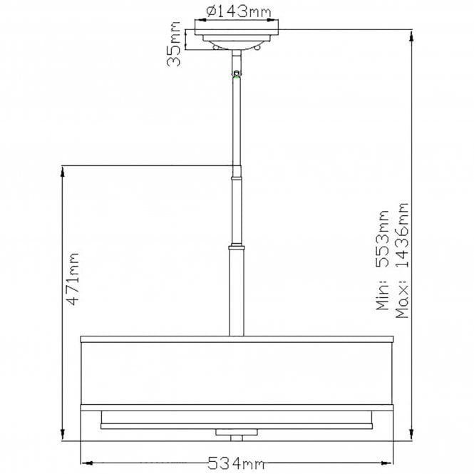 Jules 3 Light Semi Flush / Pendant Brushed Nickell with White Linen Shade