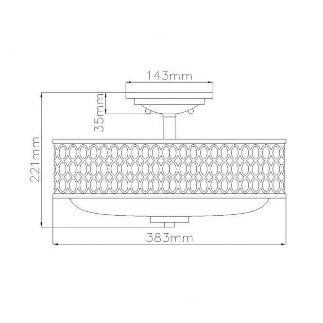 Jules 3 Light Flush Mound Brushed Nickell with White Linen Shade