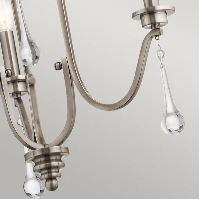 Karlee 3 Light Chandelier Classic Pewter with antique-style droplets