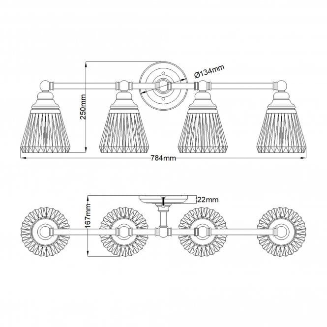 Keynes 4 Light Bathroom Wall Light IP44 Polished Chrome