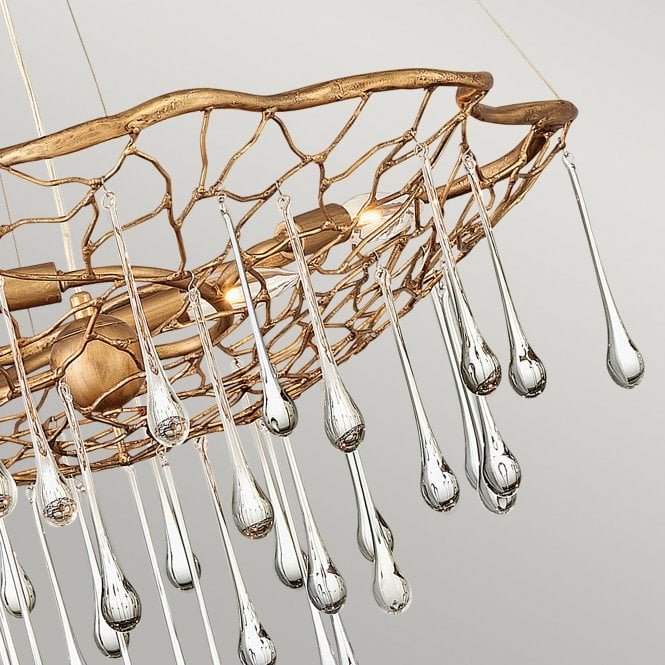 Laguna 4 Light Pendant Light Burnished Gold Glass Droplets