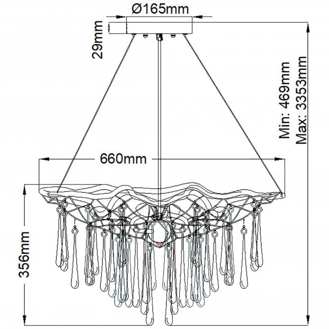 Laguna 4 Light Pendant Light Burnished Gold Glass Droplets