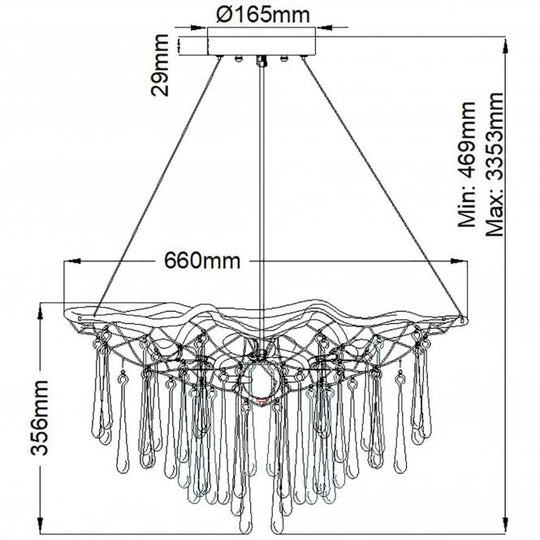 Laguna 4 Light Pendant Light Burnished Gold Glass Droplets