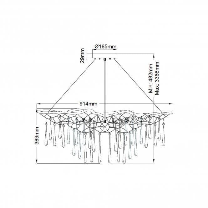 Laguna 6 Light Pendant Light Burnished Gold Glass Droplets