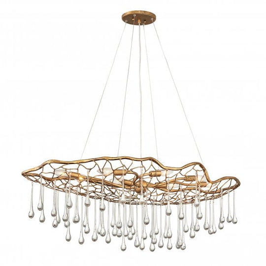 Laguna 8 Light Pendant Light Burnished Gold Glass Droplets