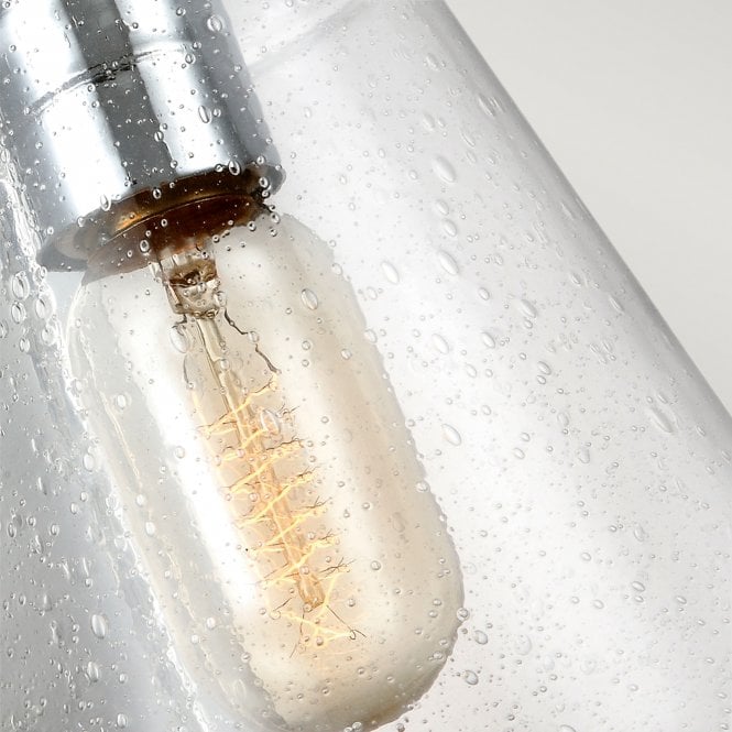 Loras Single Wall Light Polished Chrome Clear Seeded Glass