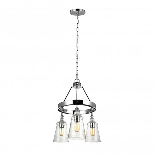 Loras 3 Chandelier Polished Chrome Clear Seeded Glass