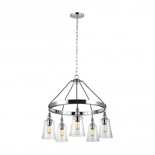 Loras 5 Chandelier Polished Chrome Clear Seeded Glass