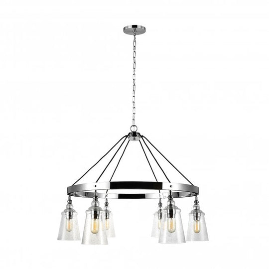Loras 6 Chandelier Polished Chrome Clear Seeded Glass