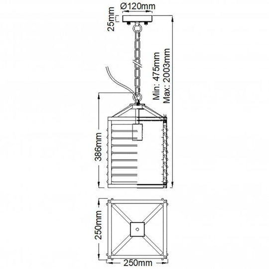 Louvre Single Pendant Lantern Gunmetal