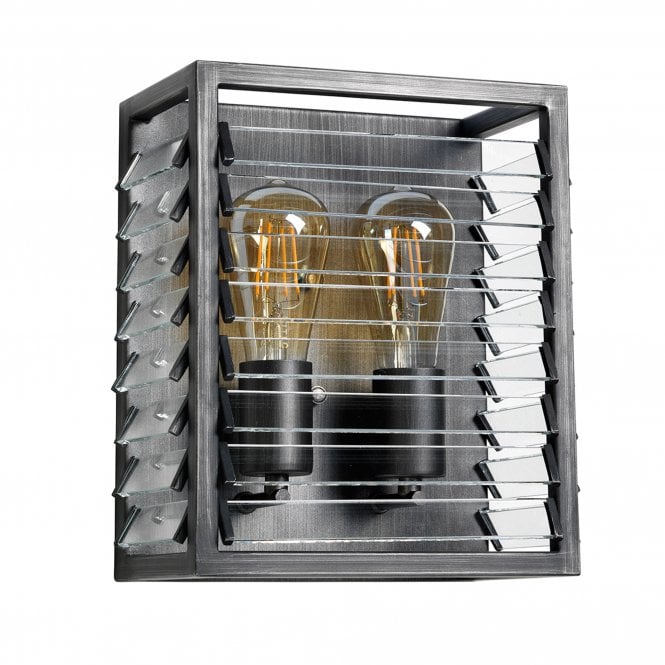 Louvre 2 Light Pendant Lantern Gunmetal