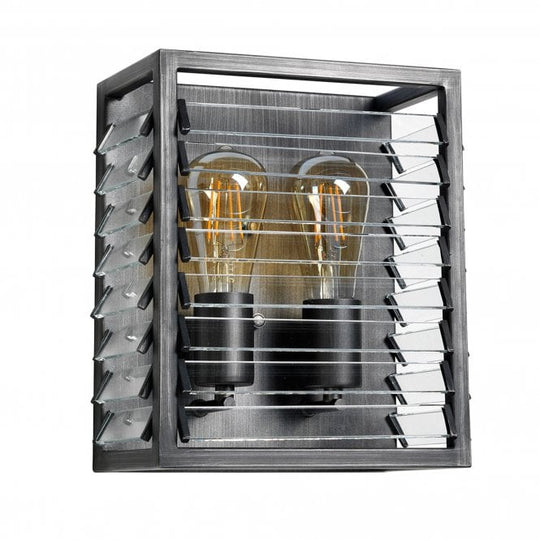 Louvre 2 Light Pendant Lantern Gunmetal