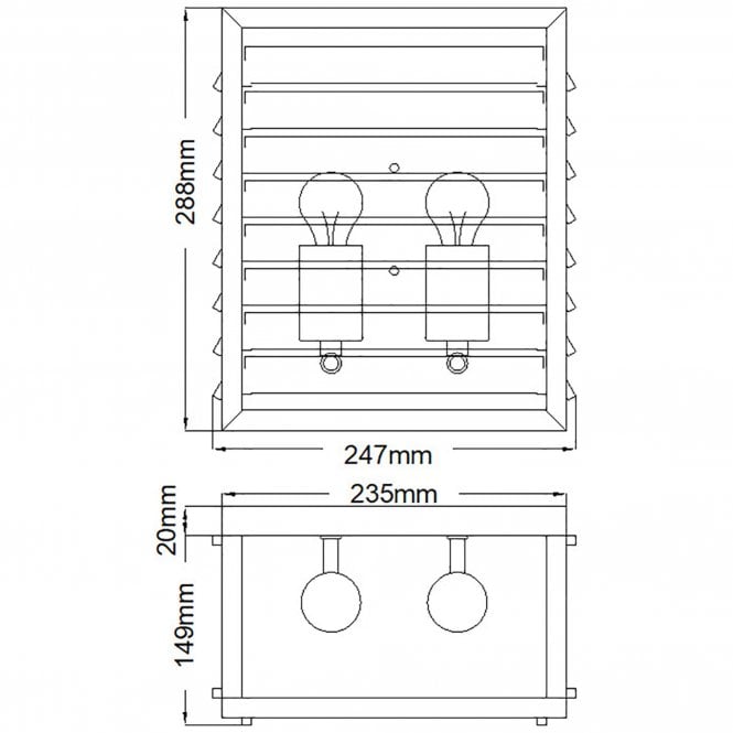 Louvre 2 Light Pendant Lantern Gunmetal