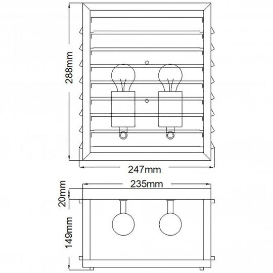 Louvre 2 Light Pendant Lantern Gunmetal