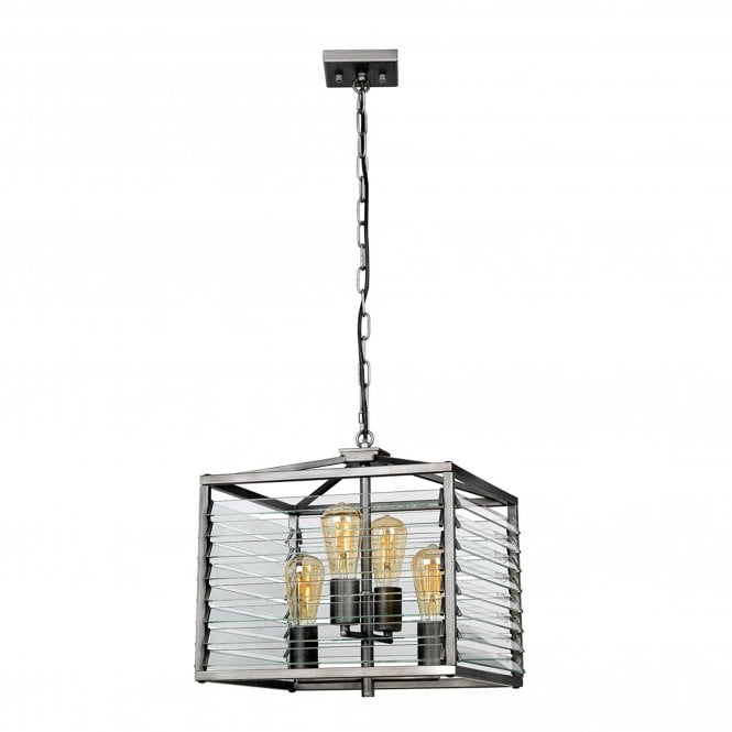 Louvre 4 Light Pendant Lantern Gunmetal