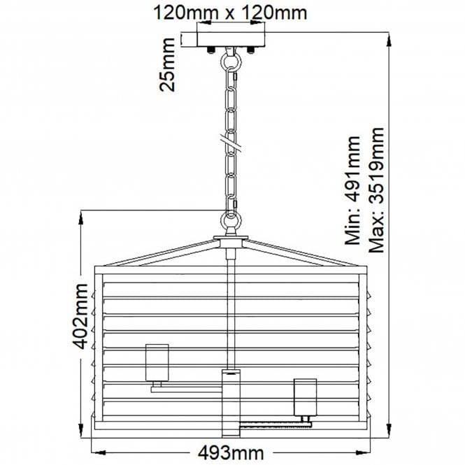 Louvre 6 Light Pendant Lantern Gunmetal