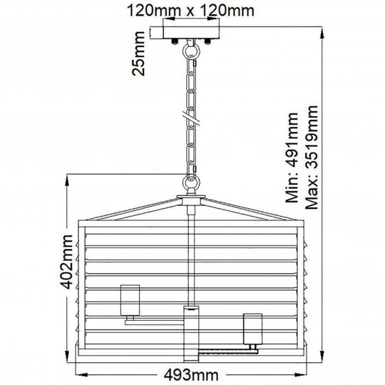 Louvre 6 Light Pendant Lantern Gunmetal