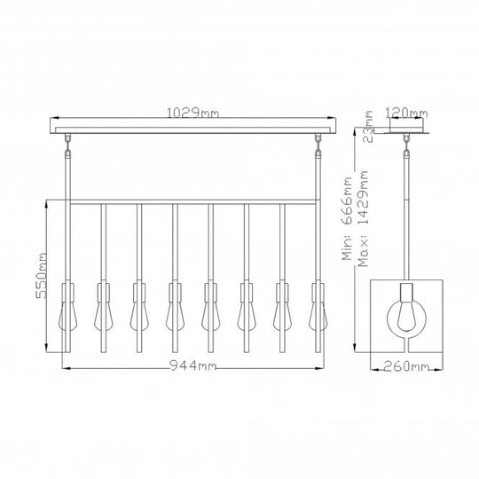 Ludlow 8 Light Pendant - Brushed Graphite