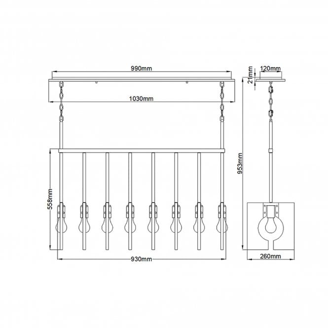 Ludlow 8 Light Pendant - Polished Nickel