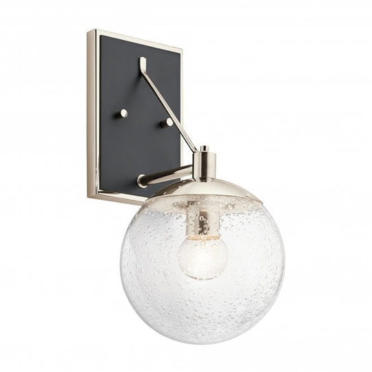 Marilyn Single Wall Light Polished Nickel Seeded Glass