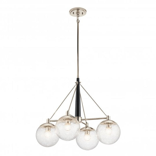 Marilyn 4 Light Chandelier Polished Nickel Seeded Glass