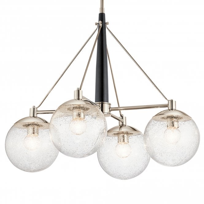 Marilyn 4 Light Chandelier Polished Nickel Seeded Glass