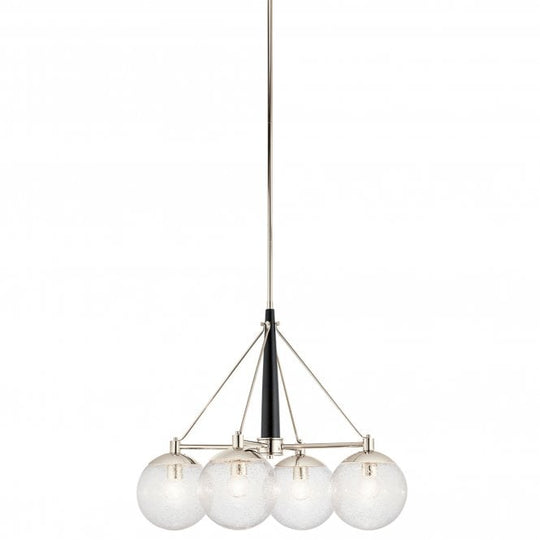 Marilyn 4 Light Chandelier Polished Nickel Seeded Glass