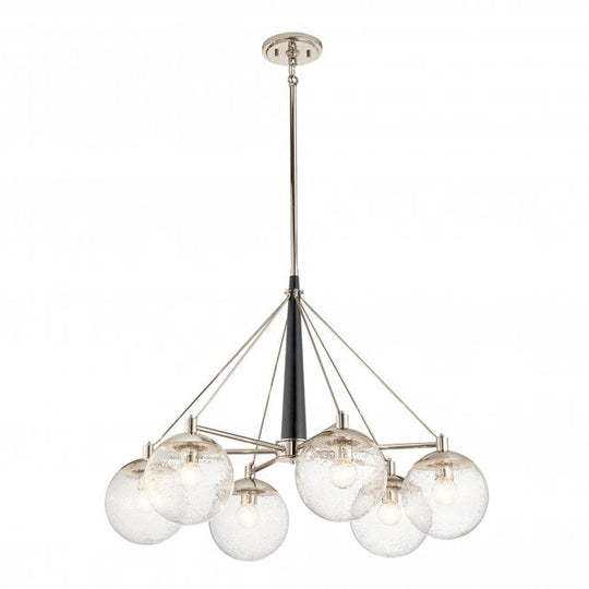 Marilyn 6 Light Chandelier Polished Nickel Seeded Glass