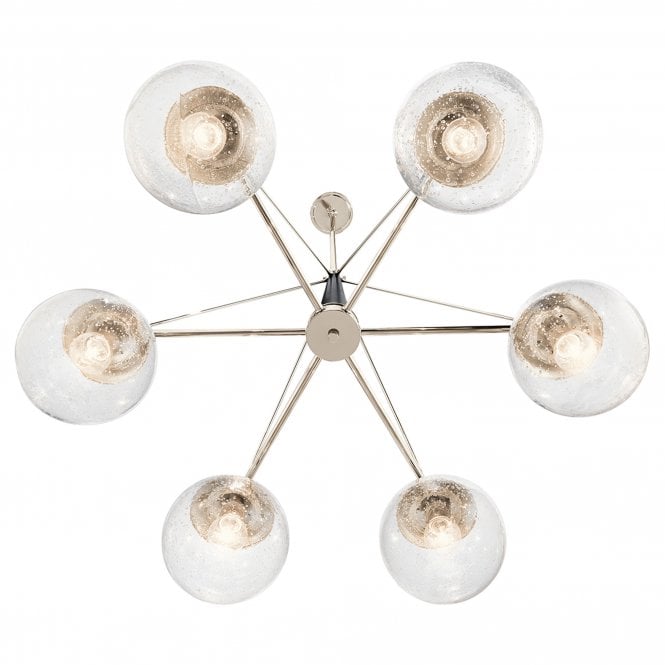 Marilyn 6 Light Chandelier Polished Nickel Seeded Glass