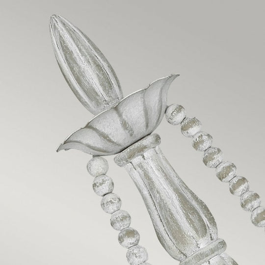 Maryville Double Light Wall Light Washed Grey Delicate Wood Bead Strands