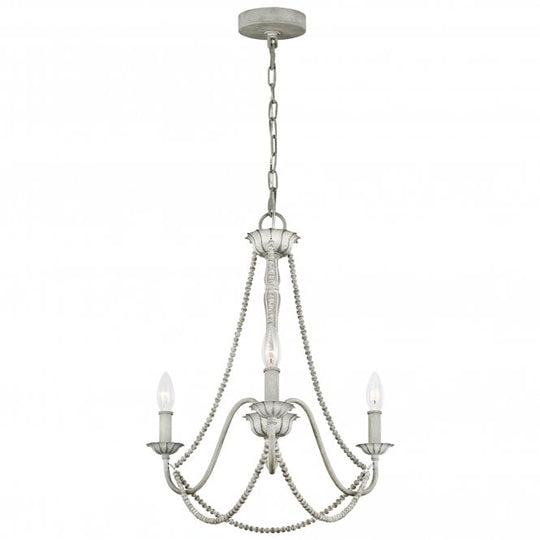 Maryville 3 Light Chandelier Washed Grey Delicate Wood Bead Strands
