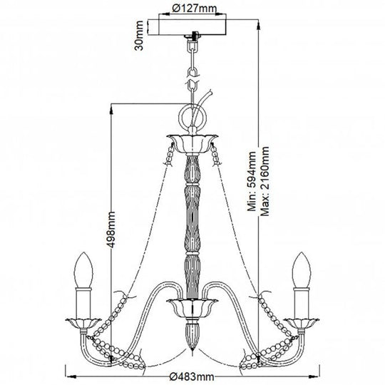 Maryville 3 Light Chandelier Washed Grey Delicate Wood Bead Strands