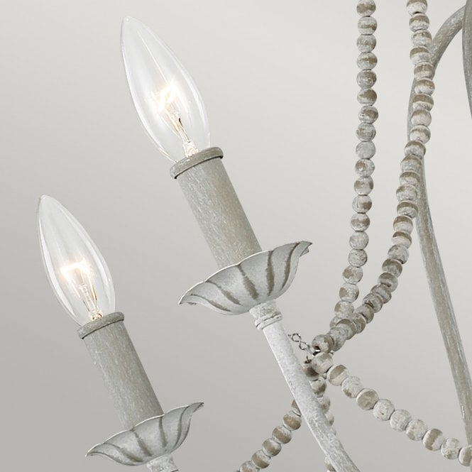 Maryville 6 Light Chandelier Washed Grey Delicate Wood Bead Strands