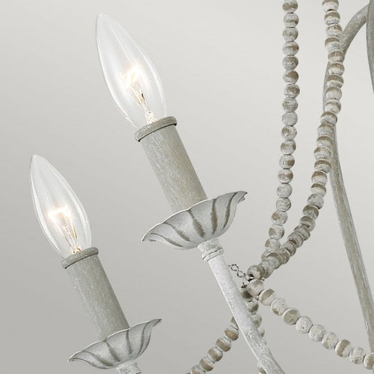 Maryville 6 Light Chandelier Washed Grey Delicate Wood Bead Strands